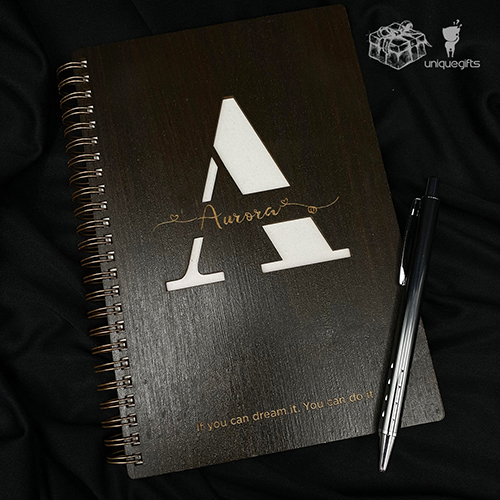 Personalised Luxury Wooden Corporate Diary Notebooks and Metal Pen Set